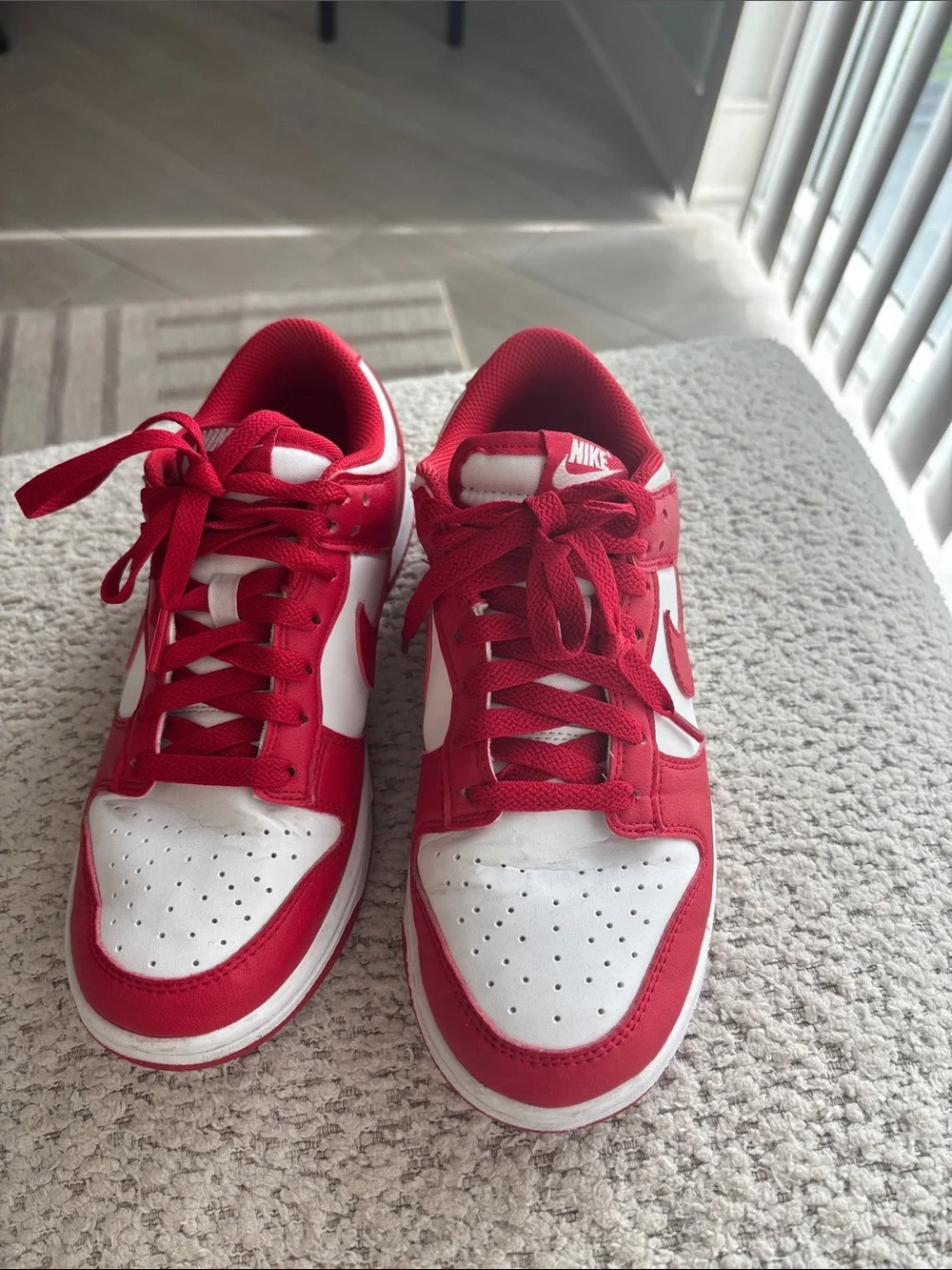 Nike Red and White Low-Top Sneakers